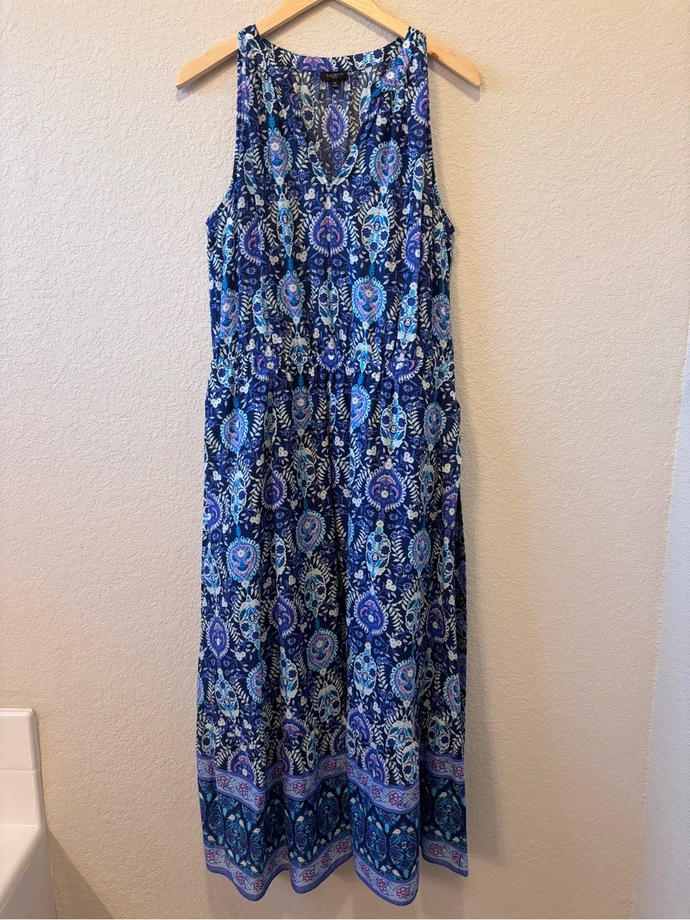 Talbots Blue Paisley Sleeveless Maxi Dress 14P